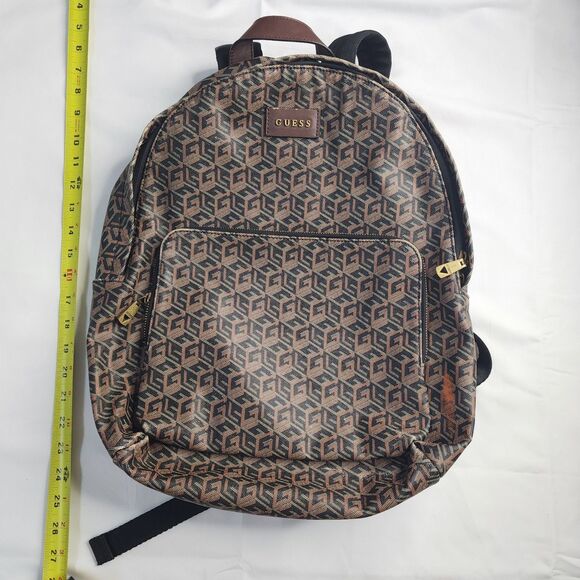 Guess Brown Pattern Backpack - Picture 1 of 4